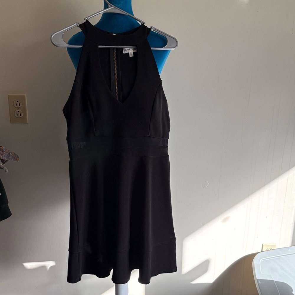 Emerald Sundae Black Halter Dress